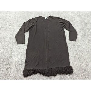 Chico's Sweater Dress Womens Size 3 Open Front Brown Long Sleeve Tassel‎ Hem